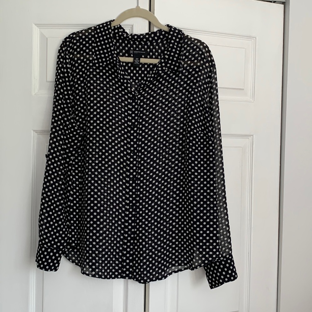 INC 18w Black and White pok-a-dot blouse